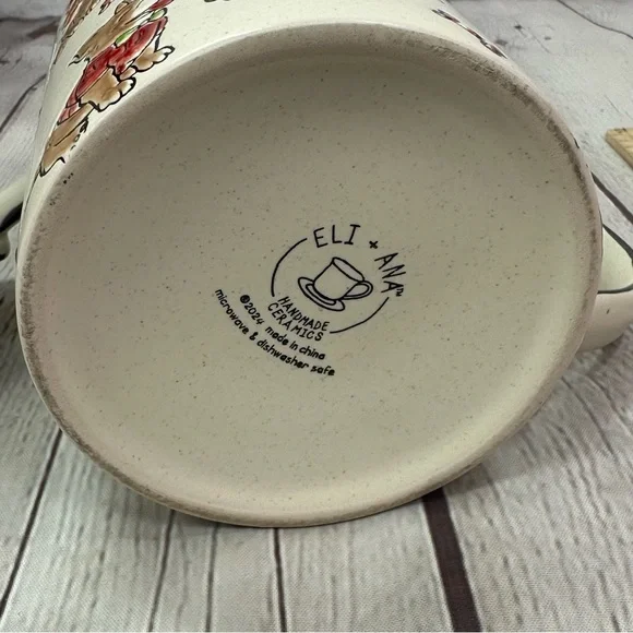 NWT ELI + ANA crimson holiday 21oz mug set Festive Dog-Themed hand painted - Picture 7 of 8